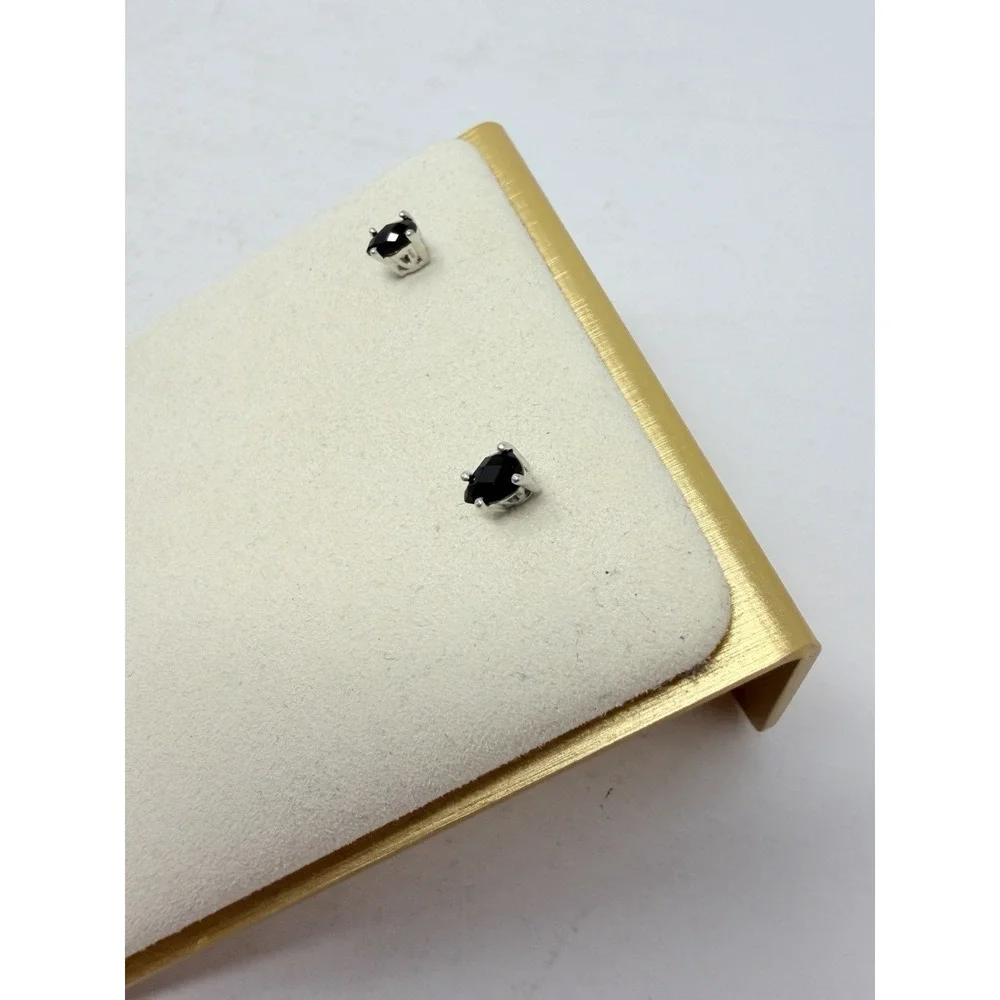 Shop LC Black Onyx Platinum Bond Brass Stud Earrings and Size 6 Ring 5583